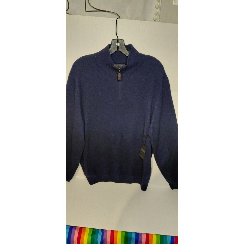 Christian Lacroix 1/4 zip pullover sweater Navy Sz XL 100% cashmere Classic New.